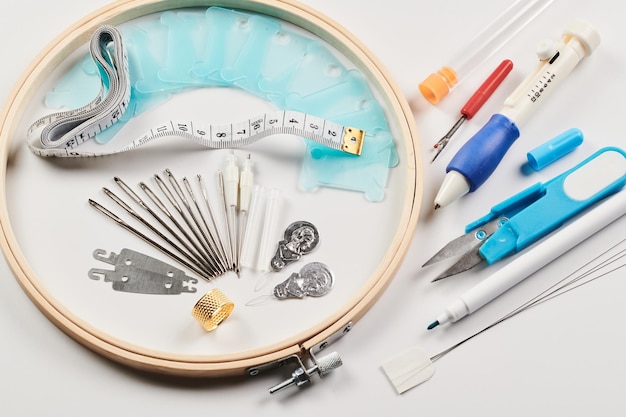 zestaw do haftu: kanwa, mulina, igła